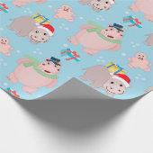 Cute Kerstmis Hippopotamus Pattern Cadeaupapier (Hoek)