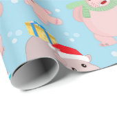 Cute Kerstmis Hippopotamus Pattern Cadeaupapier (Rol Hoek)