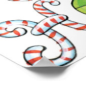 Cute Kerstmis Ho Ho Ho, Candy Canes Ornaments Poster (Hoek)