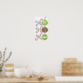 Cute Kerstmis Ho Ho Ho, Candy Canes Ornaments Poster (Keuken)