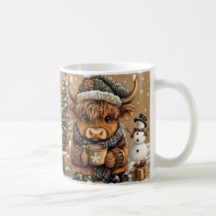 Cute Kerstmis Hoogland Koe Mug – Cozy Winter Mok