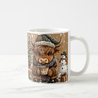 Cute Kerstmis Hoogland Koe Mug – Cozy Winter Mok