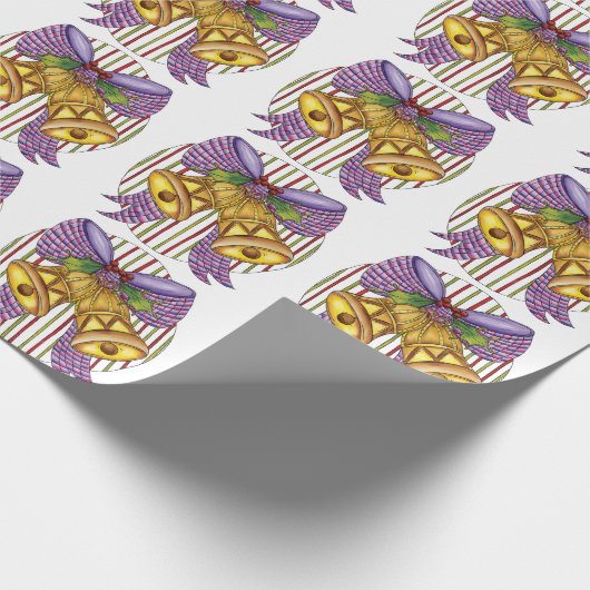 Cute Kerstmis Jingle Bells met lint en lint Cadeaupapier (Hoek)