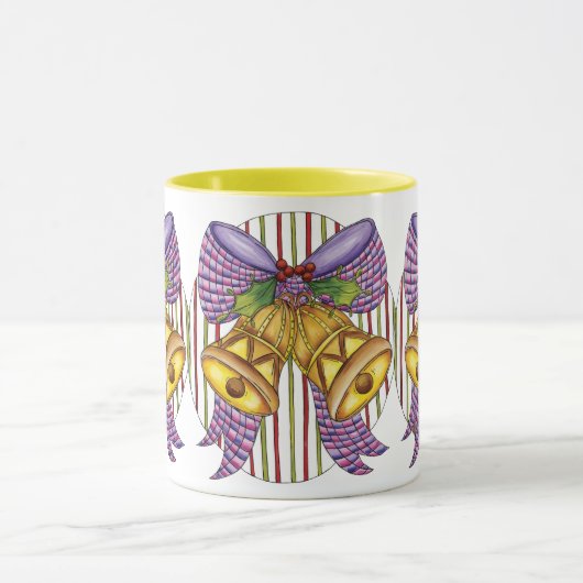 Cute Kerstmis Jingle Bells met lint en lint Mok (Midden)