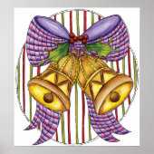 Cute Kerstmis Jingle Bells met lint en lint Poster (Voorkant)