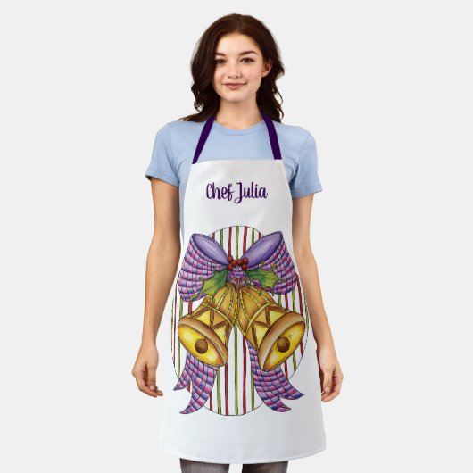 Cute Kerstmis Jingle Bells met lint en lint Schort (Gedragen)