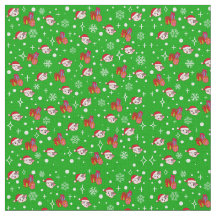 Cute Kerstmis Kat Green Holiday Fabric