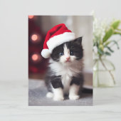 Cute Kerstmis Kitten Feestdagenkaart (Staand voorkant)