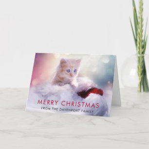Cute Kerstmis Kitten Holiday Kaart