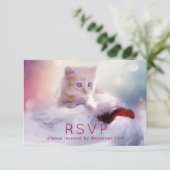 Cute Kerstmis Kitten RSVP (Staand voorkant)