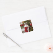 Cute Kerstmis Kitten Vierkante Sticker (Envelop)