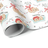 Cute Kerstmis Kitty Cat Pattern Cadeaupapier (Rol Hoek)
