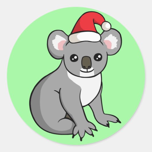 Cute Kerstmis Koala in Santa Hat Drawing Stickers (Voorkant)