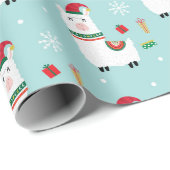 Cute Kerstmis Llamas Cadeaupapier (Rol Hoek)