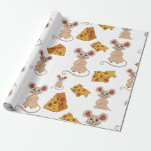 Cute Kerstmis Mice Pattern Cadeaupapier (Uitgerold)