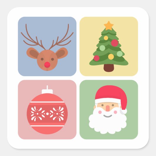 Cute Kerstmis moderne pictogramsticker Vierkante Sticker (Voorkant)