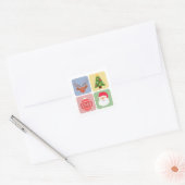 Cute Kerstmis moderne pictogramsticker Vierkante Sticker (Envelop)