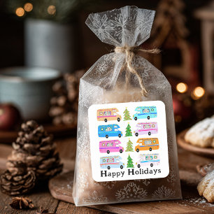 Cute Kerstmis  Motorhome RV-kerst Vierkante Sticker