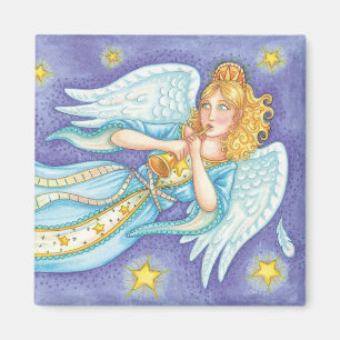 Cute Kerstmis, Musician Angel die haar paard speel Magneet