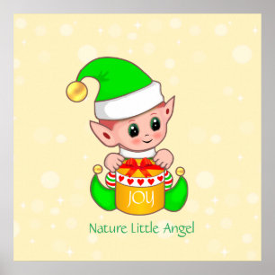 Cute Kerstmis Natuur Angelic Elf Poster