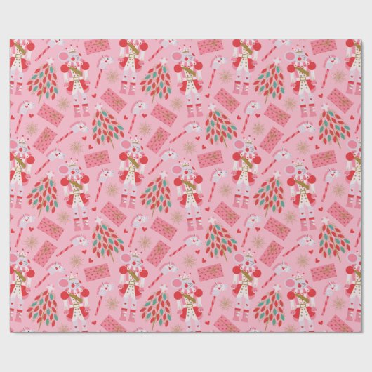 Cute Kerstmis Nutcracker Cadeaupapier (Vlak)