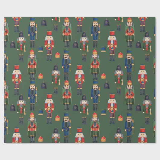 Cute Kerstmis Nutcracker Cadeaupapier (Vlak)