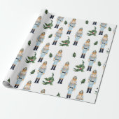 Cute Kerstmis Nutcracker Pattern Cadeaupapier (Uitgerold)