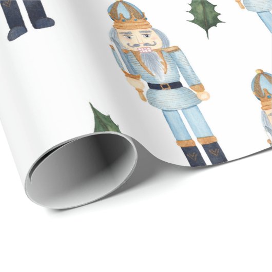 Cute Kerstmis Nutcracker Pattern Cadeaupapier (Rol Hoek)