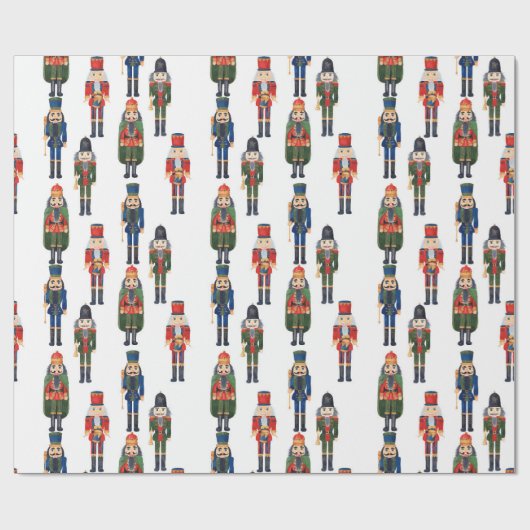 Cute Kerstmis Nutcracker Pattern Cadeaupapier (Vlak)