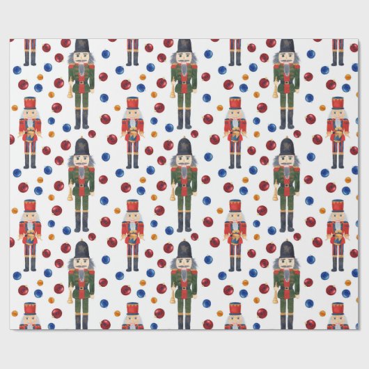 Cute Kerstmis Nutcracker Pattern Cadeaupapier (Vlak)