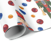 Cute Kerstmis Nutcracker Pattern Cadeaupapier (Rol Hoek)