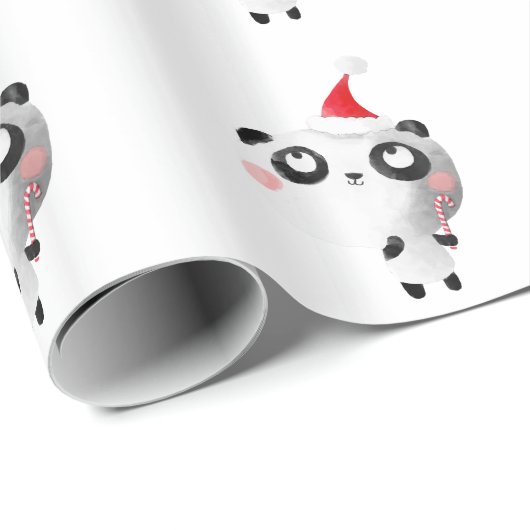 Cute Kerstmis Panda Beer Cadeaupapier (Rol Hoek)