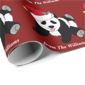 Cute Kerstmis Panda Beer Gepersonaliseerde Rode Va Cadeaupapier (Rol Hoek)