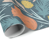 Cute Kerstmis Patroon Squirrel Pine Cone Cadeaupapier (Rol Hoek)