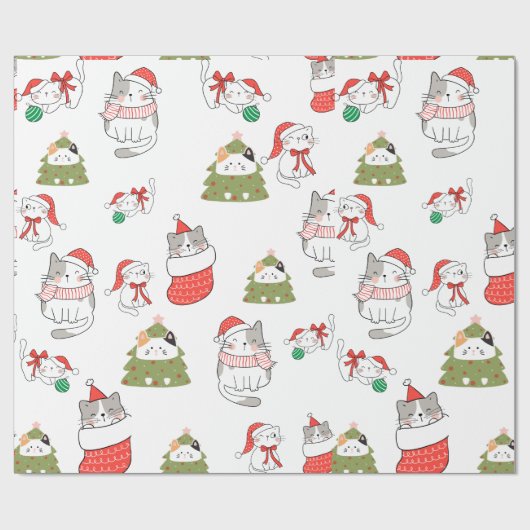 Cute Kerstmis Pattern Cadeaupapier (Vlak)