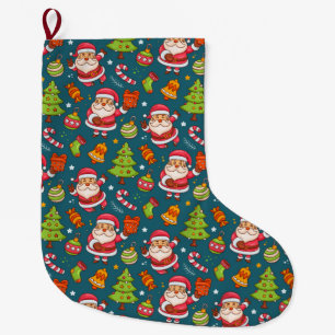 Cute Kerstmis Pattern Grote Kerstsok