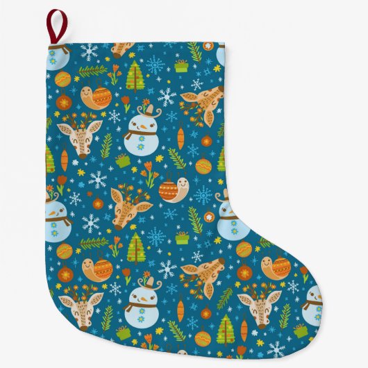 Cute Kerstmis Pattern Grote Kerstsok (Voorkant)