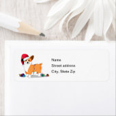 Cute Kerstmis Pembroke Welsh Corgi Adres Label (Insitu)