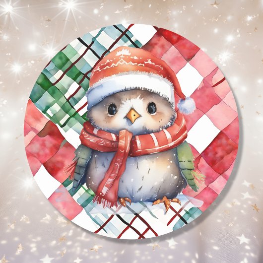 Cute Kerstmis Penguin Holiday Ronde Sticker