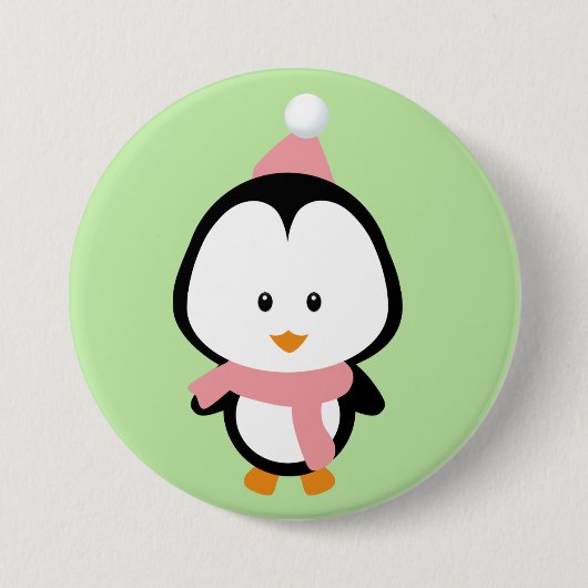 Cute Kerstmis Penguin Round Button (Voorkant)