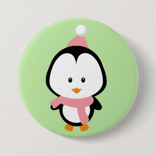 Cute Kerstmis Penguin Round Button