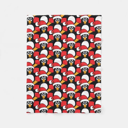Cute Kerstmis Penguins Pattern Red Fleece Deken (Voorkant)