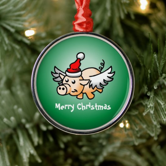 Cute Kerstmis Pig Metalen Ornament (Boom)