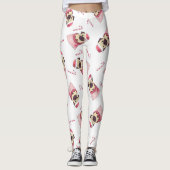 Cute Kerstmis Pug Pattern Leggings (Voorkant)