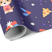 Cute Kerstmis Pup Cadeaupapier (Rol Hoek)
