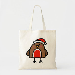 Cute Kerstmis Robin Doodle Cartoon Tote Bag