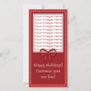 Cute Kerstmis Rood Geruit Foto Kaart Sjabloon