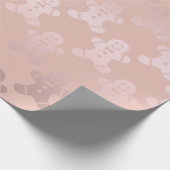 Cute Kerstmis Roos Gold Gingerbrood Man Patroon Cadeaupapier (Hoek)