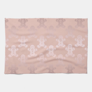 Cute Kerstmis Roos Gold Gingerbrood Man Patroon Theedoek