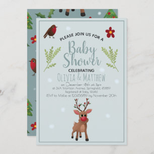 Cute Kerstmis Rudolph Reindeer Baby shower Kaart
